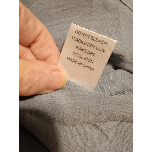 Auslook Women's Plus Blue Babydoll V-neck Crepe Short Sleeve Tunic Top Size 3X - Picture 5 of 10